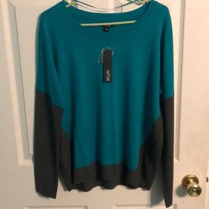 EUC emerald green/charcoal grey Apt 9 sweater Sz L